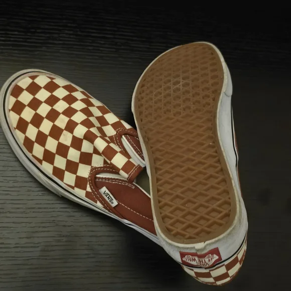 Vans Rust/Brown Checkerboard Slip-Ons - Picture 12 of 14
